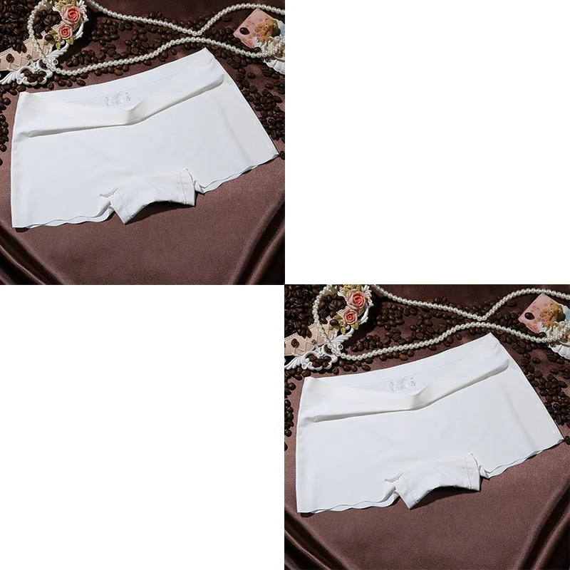 2 Pieces Boyshorts Seamless Ice Silk Underwear For Women Female Panties With 100% Cotton Crotch New Simple Panties 2021 BANNIROU