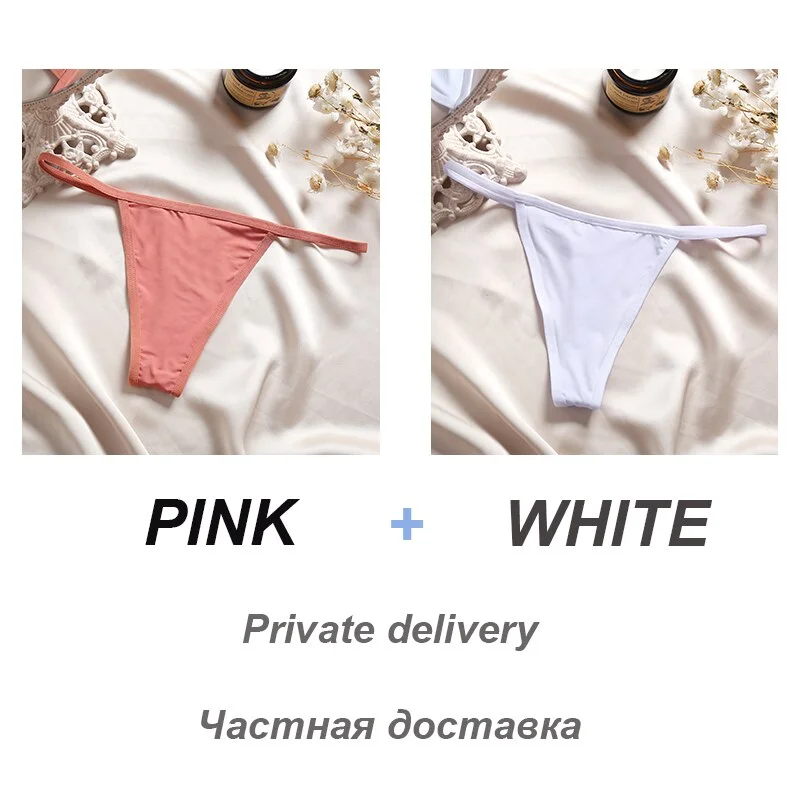 2PCS/Set Sexy Women G-String Underwear Panties Low Waist Panties Female Underpants Cotton Crotch T-back Pantys Thong Lingerie