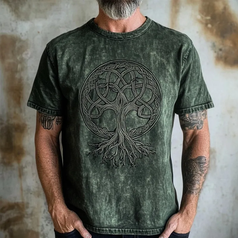 Men's Viking Tribal Tree Of Life With Mythical Art Knot T-Shirt / Rvogue / Rvogue