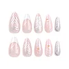 Press-on Nail Almond Shaped 3D Water Ripple Detachable Fake Nail