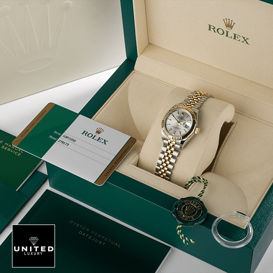 Rolex Lady-Datejust 279173-0019 Yellow Gold Jubilee Replica & Guarantee Card in the Rolex Box