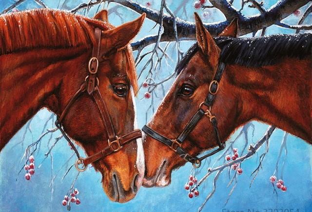 

Horses Pear blossom Tree – Paint By Numbers - 40*50CM, 501 Original