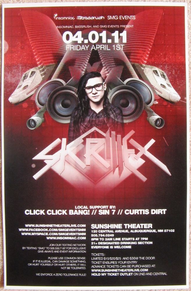 SKRILLEX 2011 Gig POSTER Albuquerque New Mexico Concert