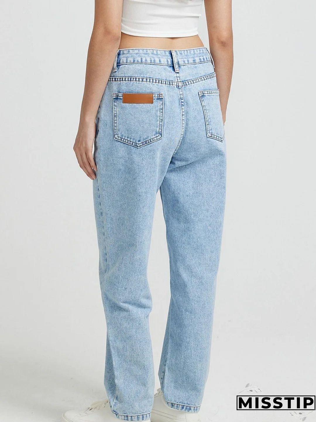 Pocketed Straight Leg Jeans