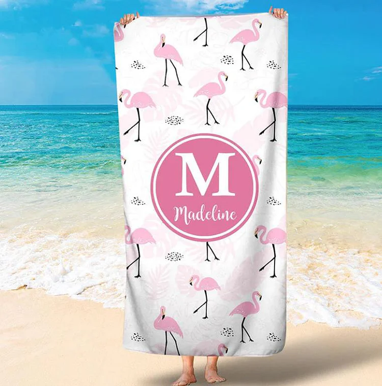 Personalized Beach Towel Customized Letter & Name Bath Towel Blanket Summer Gift for Kids/Teens