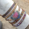 Colorful Multi Gemstone Crocheted Wristband Accessories