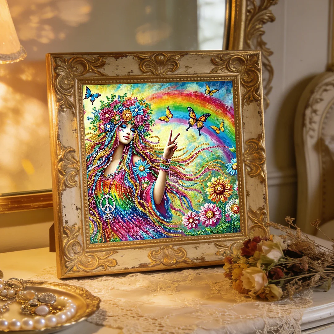 Diamond Painting - Partial Special Shaped Drill - Flower Hippie(Canvas|30x30cm)