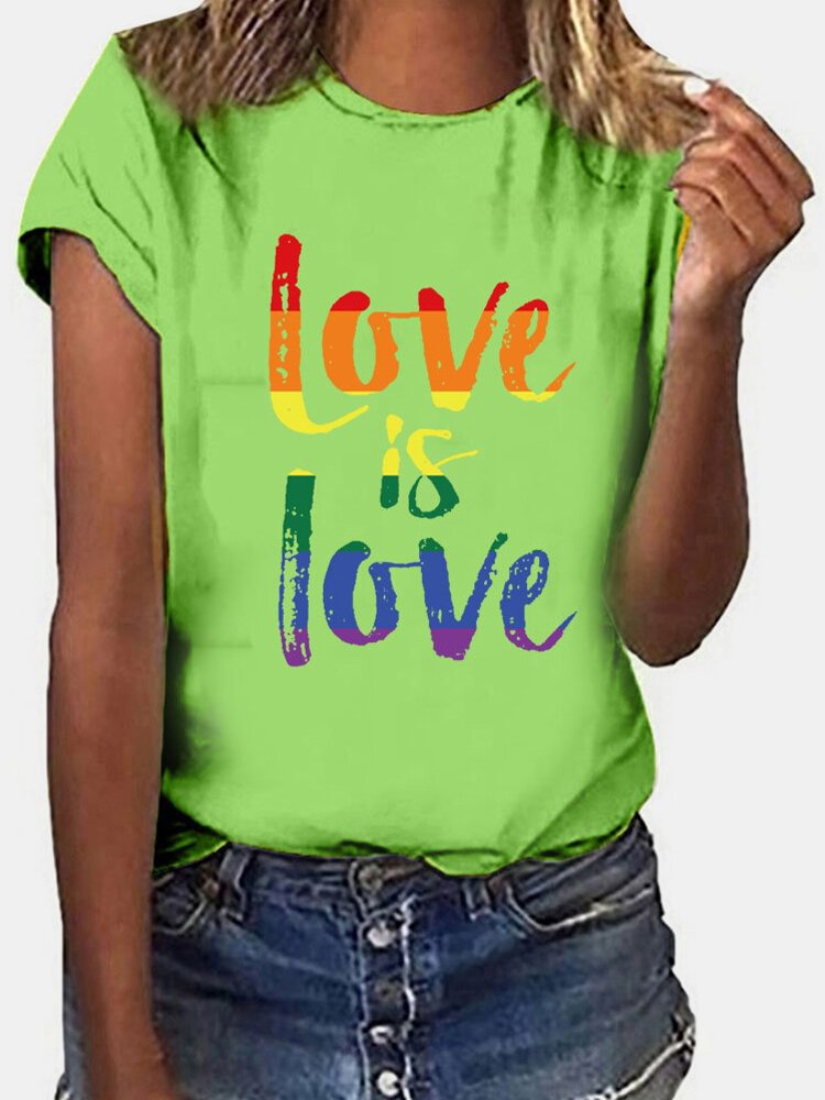 Multi color Letter Print Short Sleeve Casual T shirt For Women P1651347
