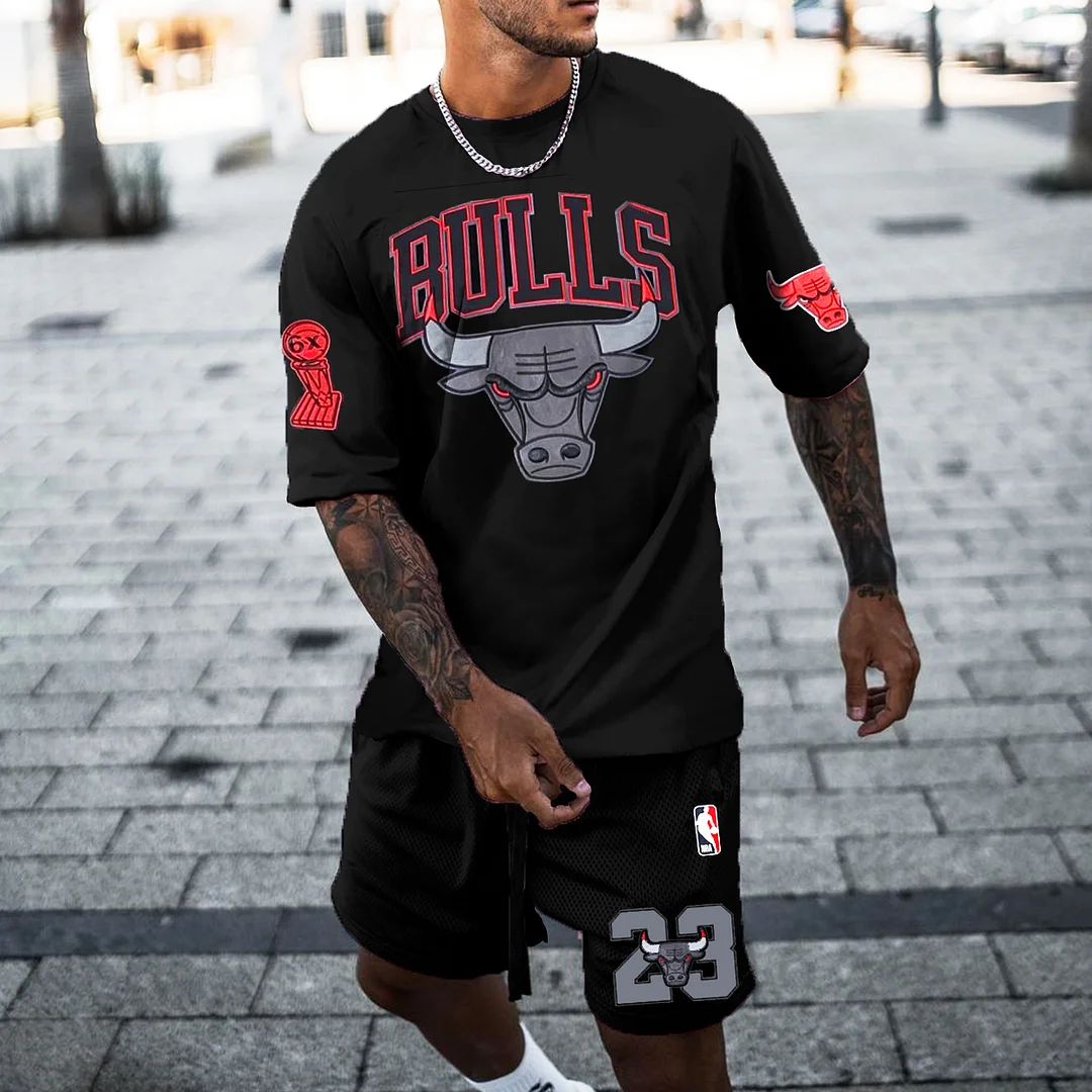 Men's Chicago Basketball Recreational Sports Shorts Suit、、URBENIE