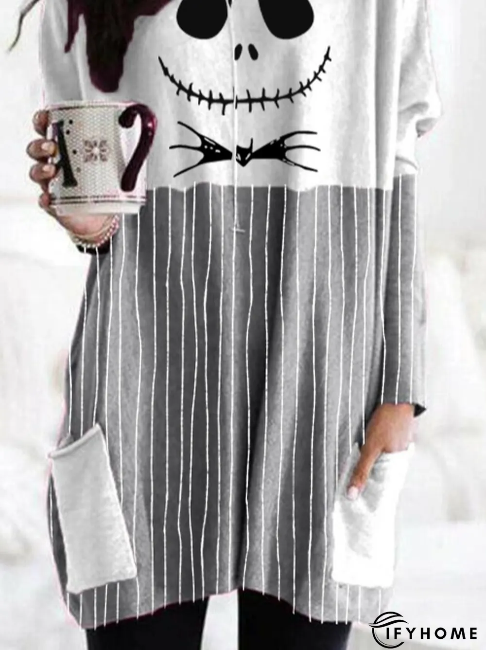 Halloween skull comfortable loose and casual dress | IFYHOME