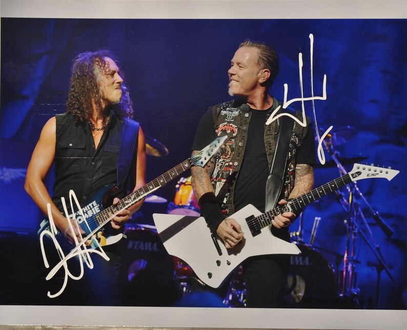 METALLICA x2 James Hetfield & Kirk Hammett HandSigned Autograph 8x10 Photo Poster painting wCOA