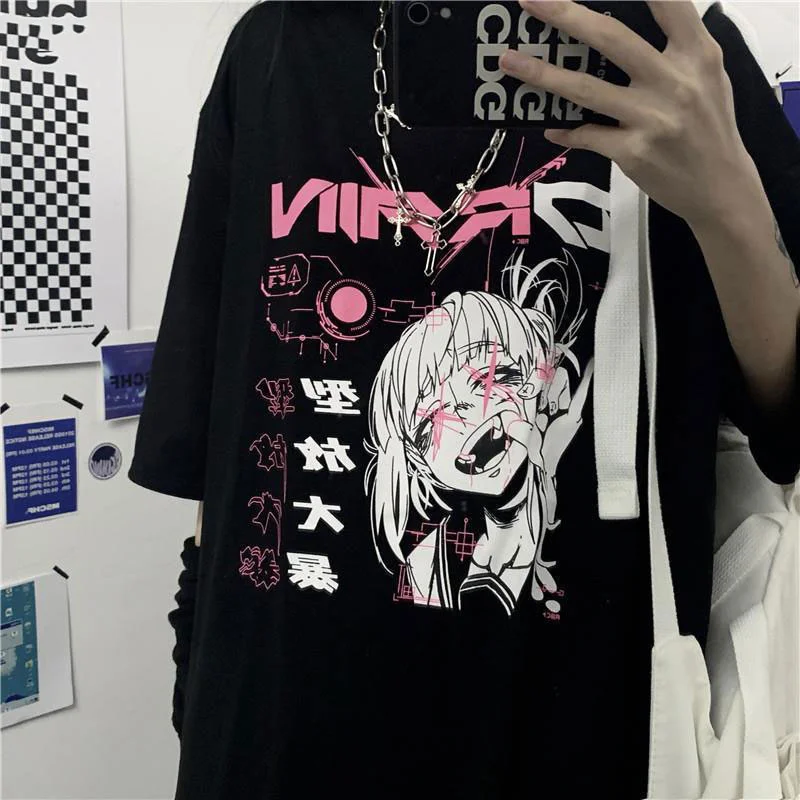 Jangj Grunge T-Shirt Summer Women Fashion Clothes Emo Gothic Tshirt  Loose Tops Korean EGIRL Black Streetwear ALT Aesthetic Y2K Punk