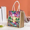 Stream Dawn Scene DIY Diamond Painting Tote Bag with Round Drill Rhinestones 35x40cm for Women Casual Shopping Travel Gift