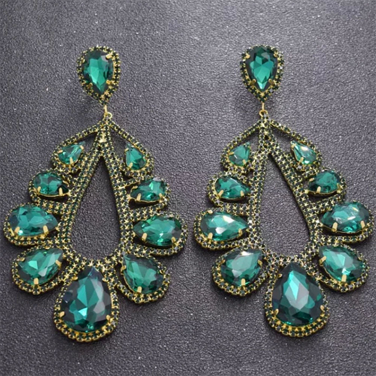 Rhinestone Dropped-Shaped Prom Party Dangle Earrings