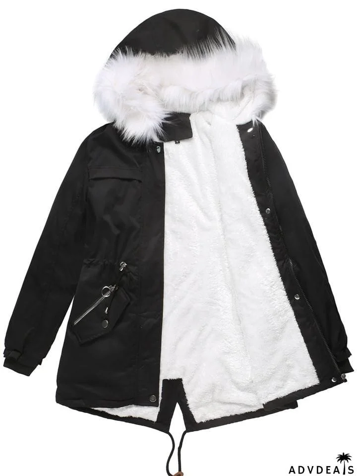 Women's Winter Solid Color Hooded Thermal Coats