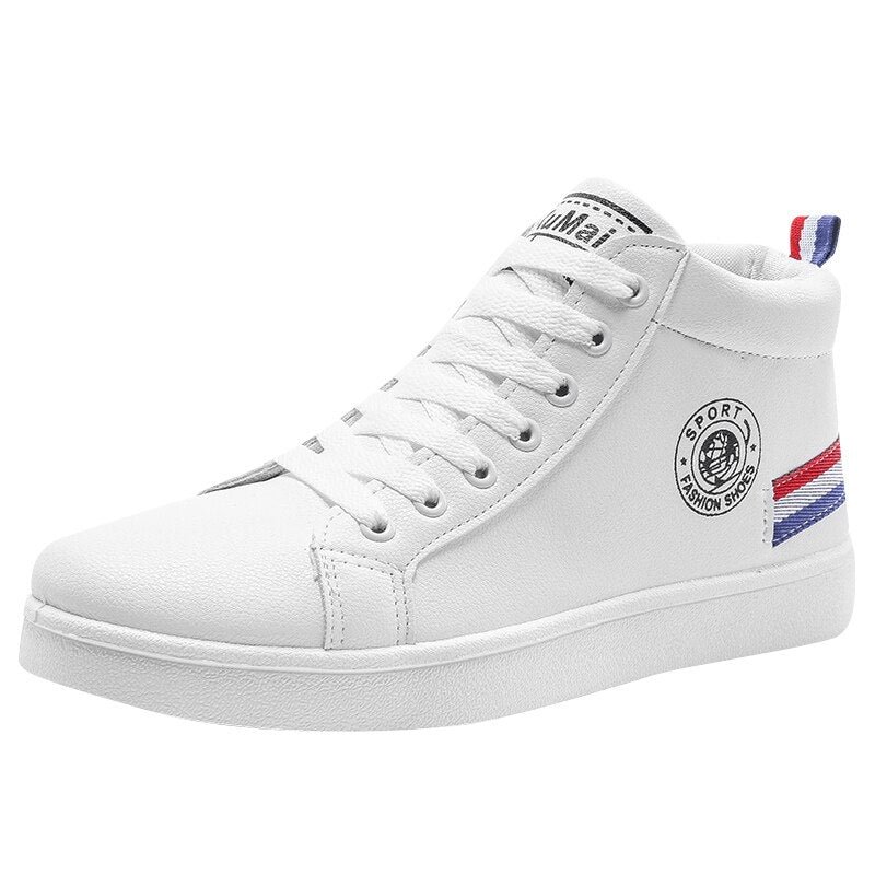 White Stripe Sneaker Leather Boots Men's Winter Warm Boot Shoes Man High Top Sneaker Tenis Masculino Travelling Boots Waterproof
