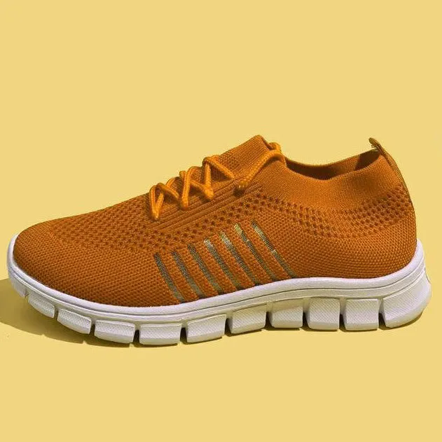 Women's Solid Color Shoelaces Round Toe Flat Heel Casual Sneakers