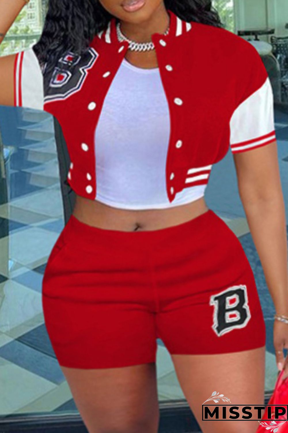 Black Fashion Casual Letter Patchwork Plus Size Two Pieces