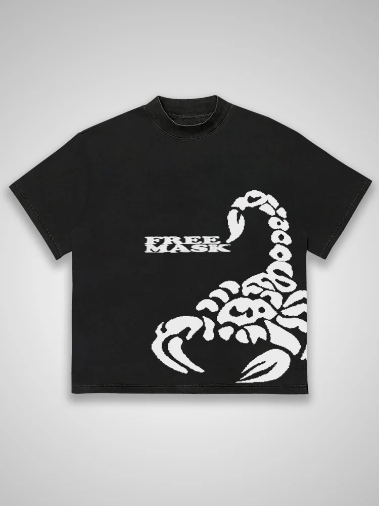 Fake Scorpion Mask, Niche Short Sleeved T-shirt