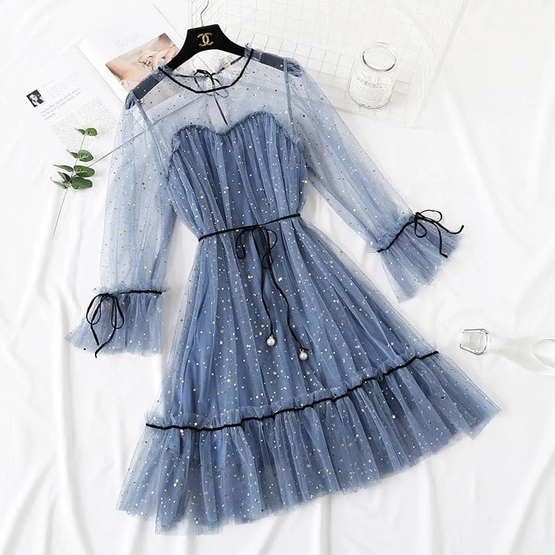 5 Colors Fairy Paillette Lace Tulle Dress SP13539