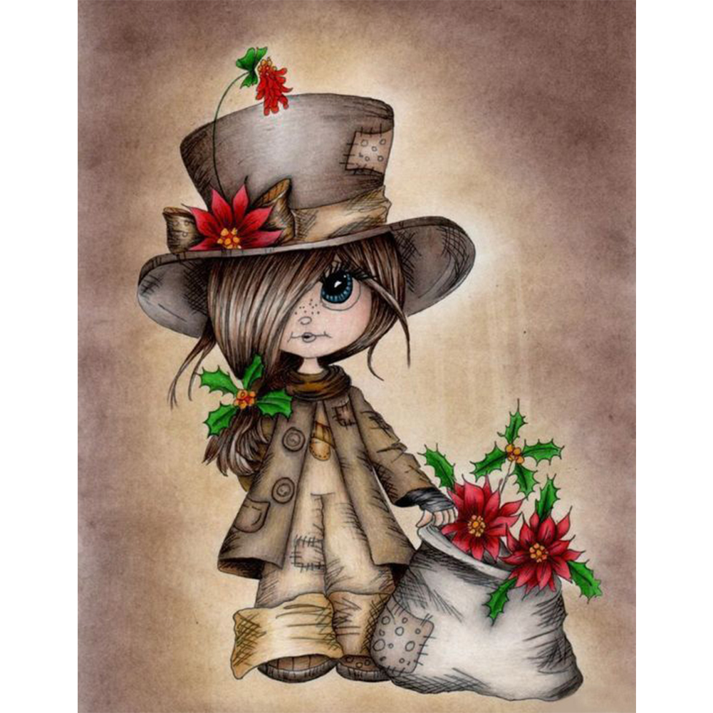 

30*40CM - Round Drill Diamond Painting - Girl, 501 Original
