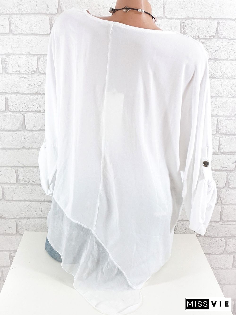 Women Long Sleeve Scoop Neck Printed Tops