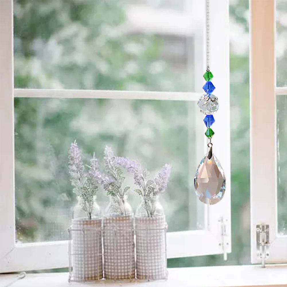 Crystal Glass Clear Chandelier Pendant Faceted Prism Part Hanging Decor G)