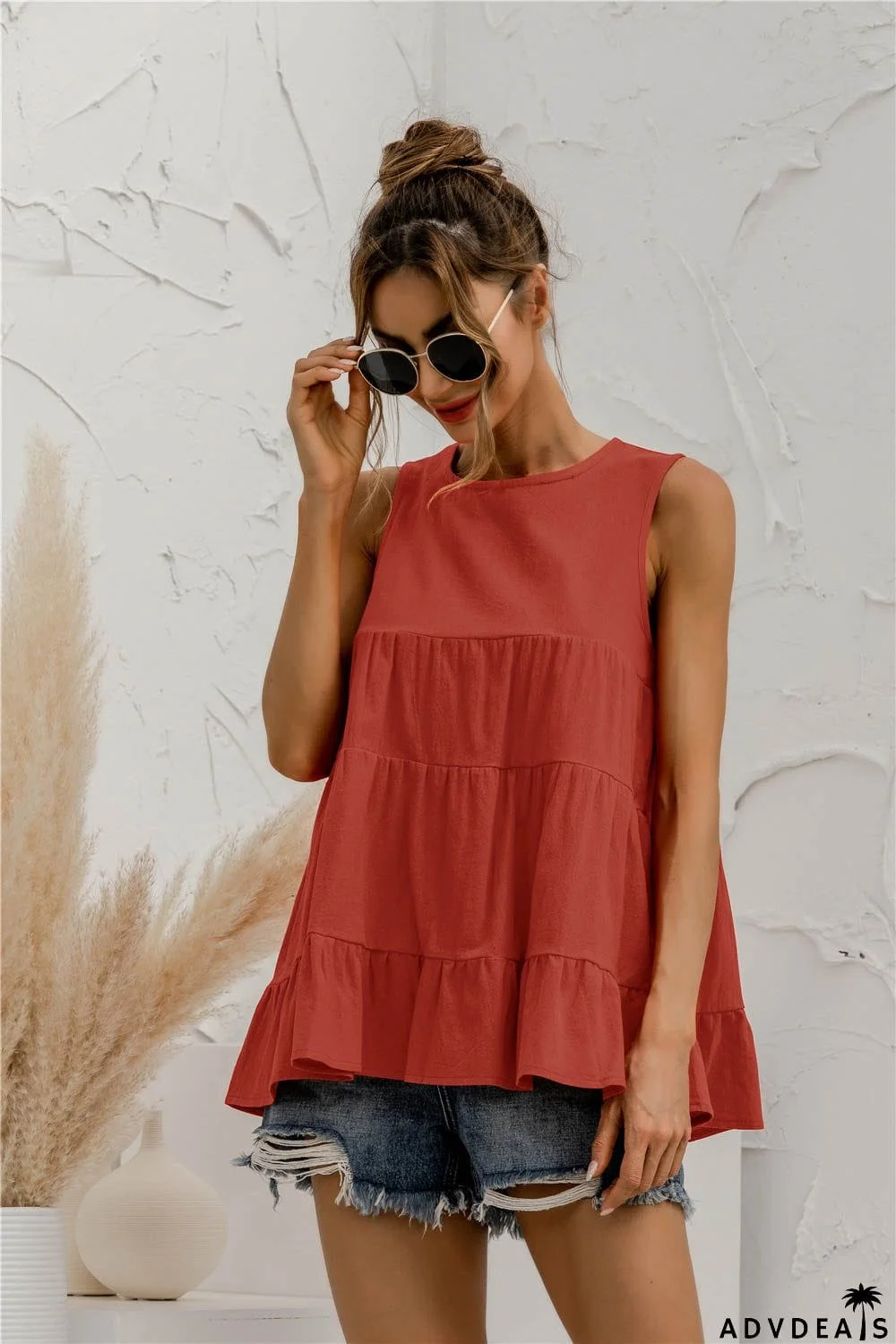 Round Neck Tiered Tank