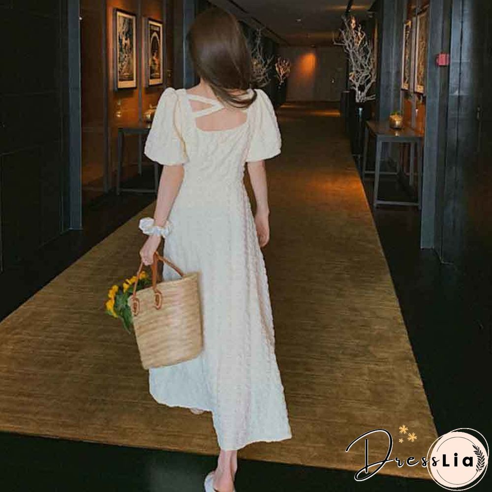 Short Sleeve Dress Women Summer Solid Purple Backless V-Neck Korean Sweet Style Vintage Elegant Female Design Stylish Slim Daily