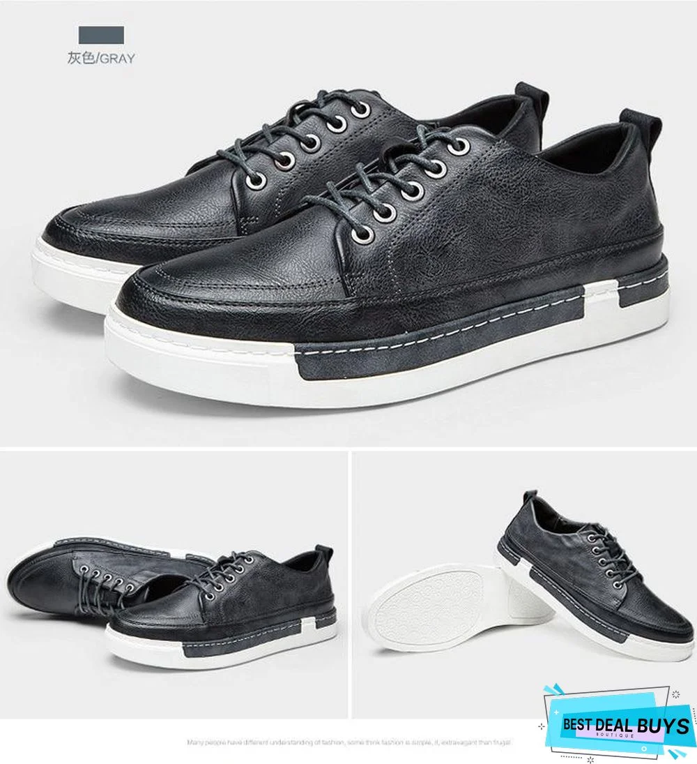 Casual Shoes Men Fashion Vintage Shoes Brown Brand Male Shoes Genuine Leather Men's Leisure Shoes