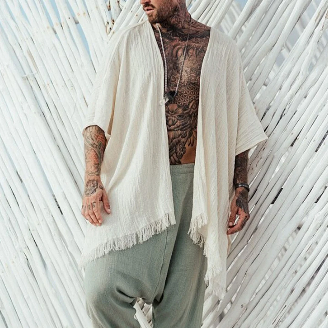 Mens Linen Minimalist Holiday Plain Holiday Shawl