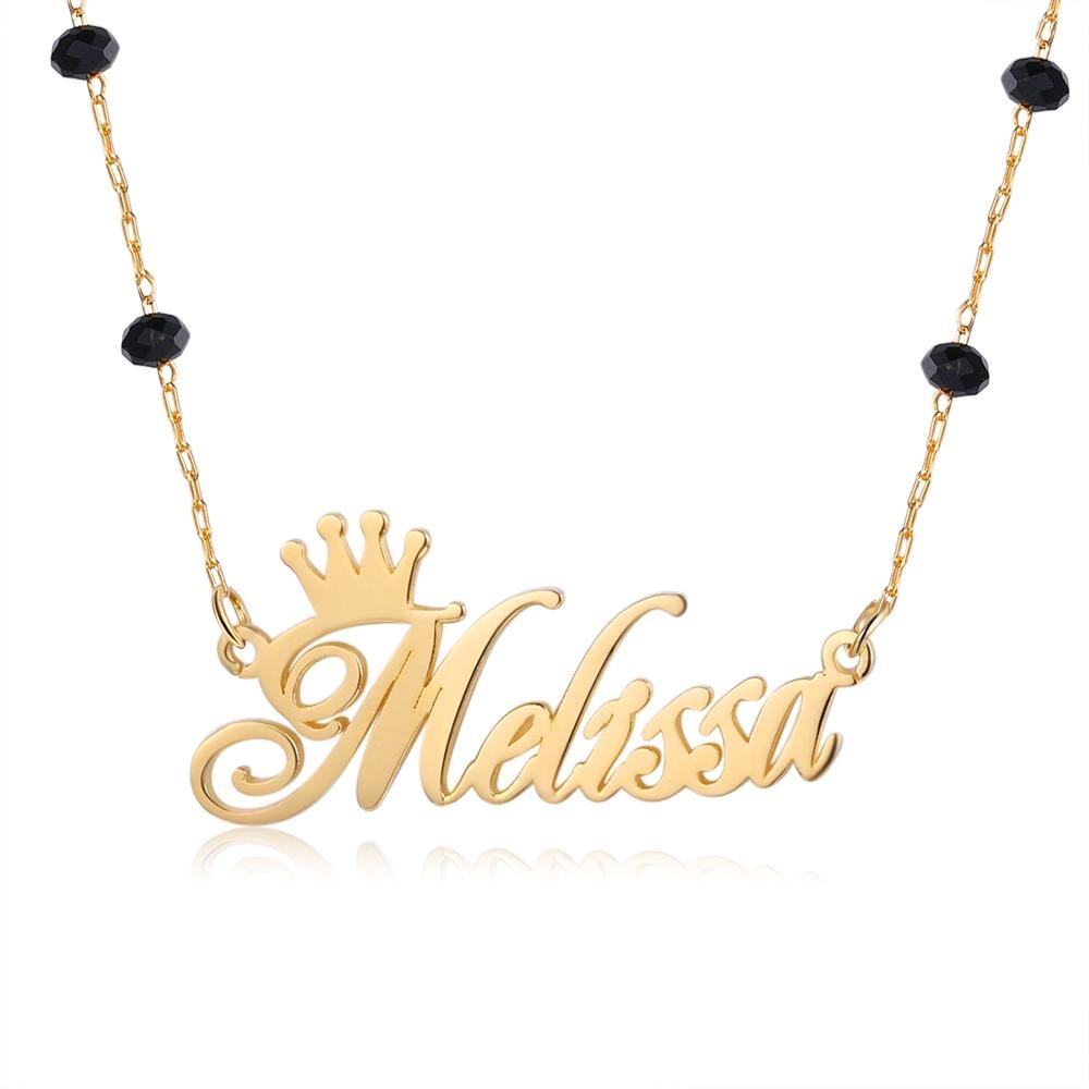 Kundenspezifische Halskette Namenskette 1 Namen mit Perlen n1 Kettenmachen