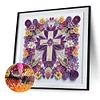 Lila und wei&szlig;es Kreuz - speziell geformtes Diamantgem&auml;lde - 30*30cm