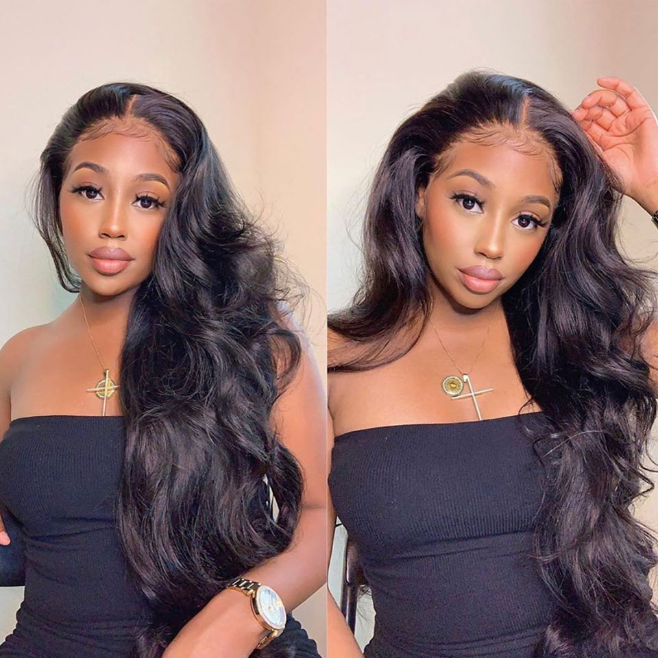 Body Wave Transparent Lace Wigs Curly Long Hair Black US Mall Lifes