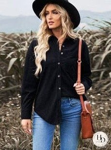 Women's Striped V-Neck Denim Shirt
