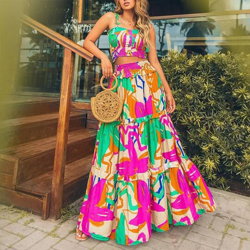 ⚡NEW SEASON⚡Fashion Floral Print Holiday Style Two-Piece Dress