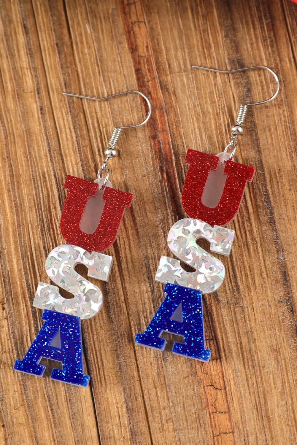 4th of July Bling USA Pendant Earrings