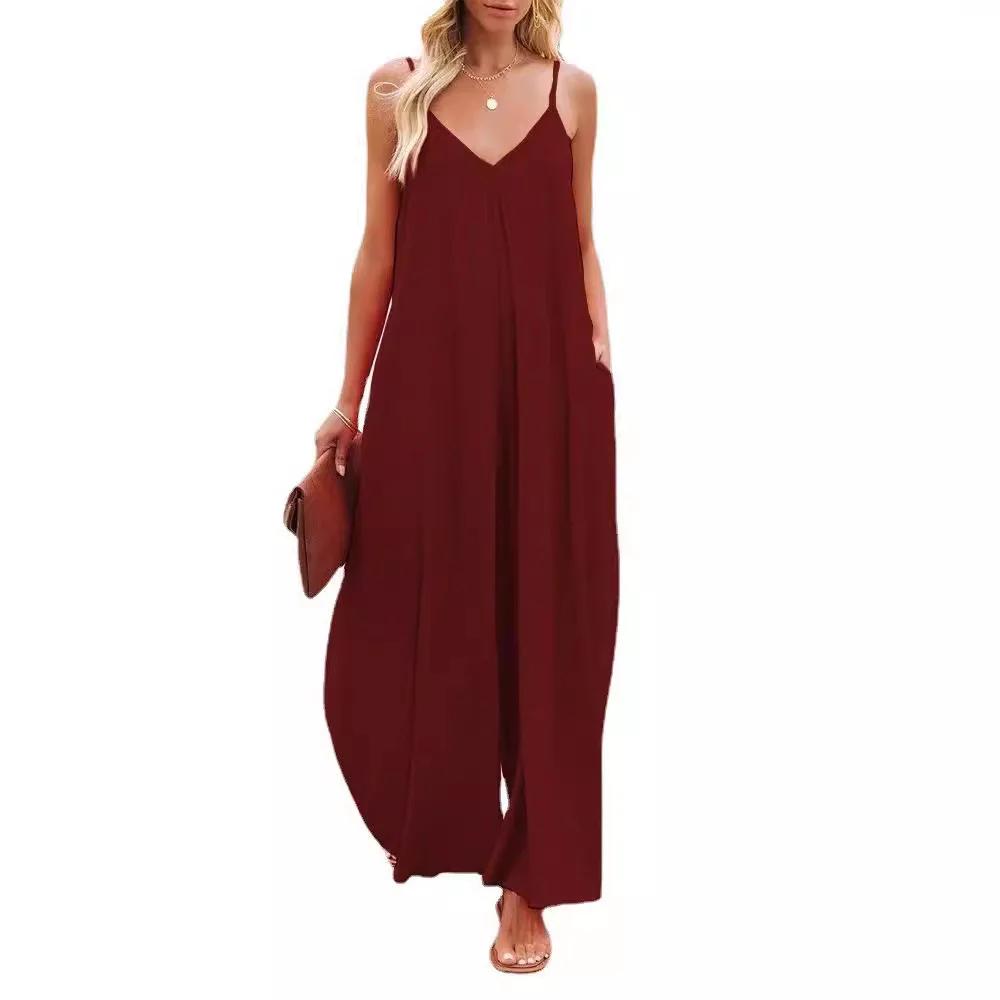 Nigikala Nigikala Wide Leg Trousers Women 2025 Summer New Solid-Colored Bag Casual Jumpsuits