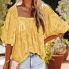 Gioiacombo&trade; Top a mezza manica floreale in chiffon solido