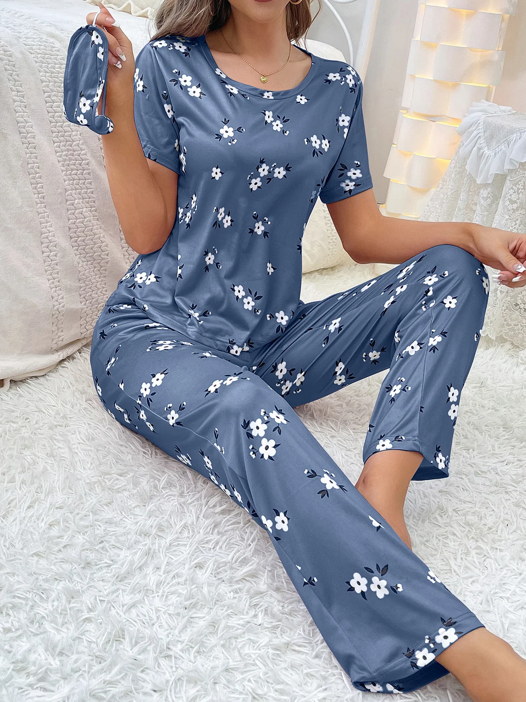 Woherb Woherb Spring Milk Silk Home Clothing Women's Summer Thin Cartoon Print Short-Sleeved Trousers Can Be Worn Outside-Outfit Ideas