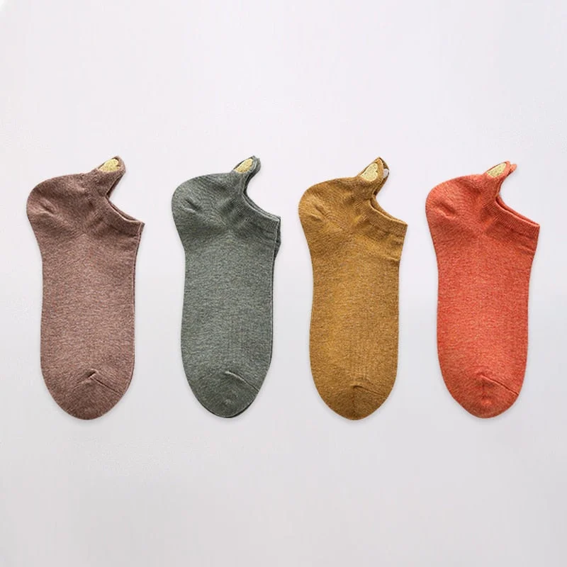 4 Pairs Lot Fashion Socks Women 2021 New Spring Cotton Color Novelty Girls Cute Heart Embroidery Casual Funny Ankle Socks Pack