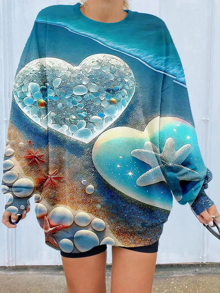 Beach Heart Diamond Art Painting Comfy Sweatshirt