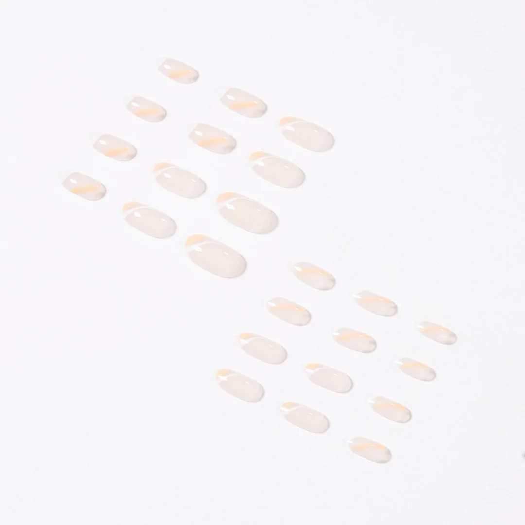 Fake Nails French White Orange Color Full Cover Fake Nails DIY Glue Press On Nails Nail Supplies For Professionals-Nail Inspo