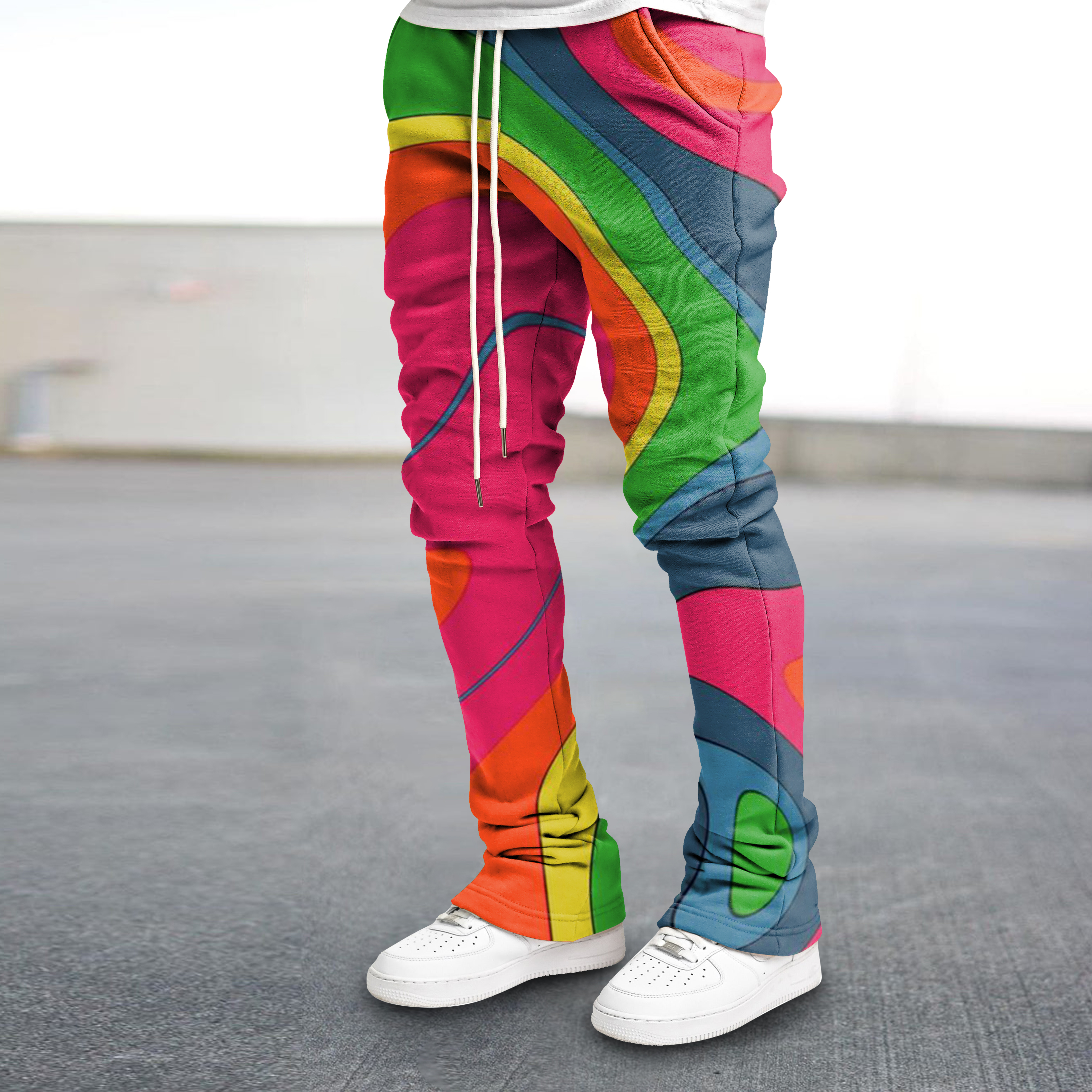 Contrasting color fashion street casual trousers