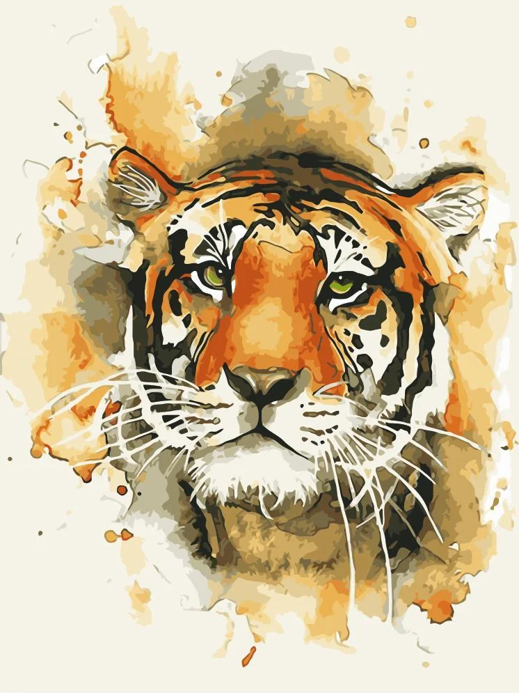 Animal Tiger Paint By Numbers Kits UK For Adult HQD1382