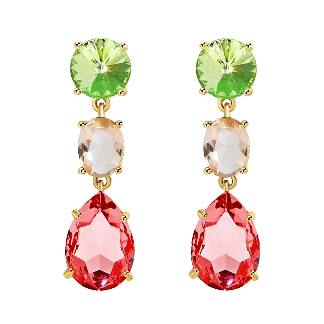 Dvacaman 2021 New Trendy Colorful Rhinestone Tassel Earrings for Women Shiny Crystal Water Drop Dangle Earrings Jewelry Wedding