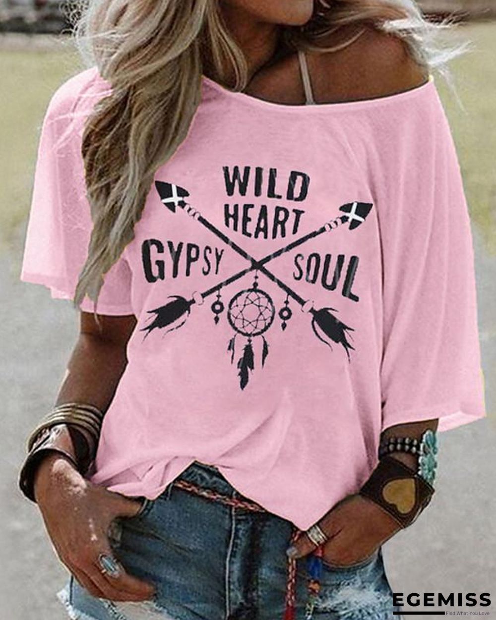 Women's T-shirt Geometric Print Round Neck Tops Basic Top White Yellow Blushing Pink | EGEMISS