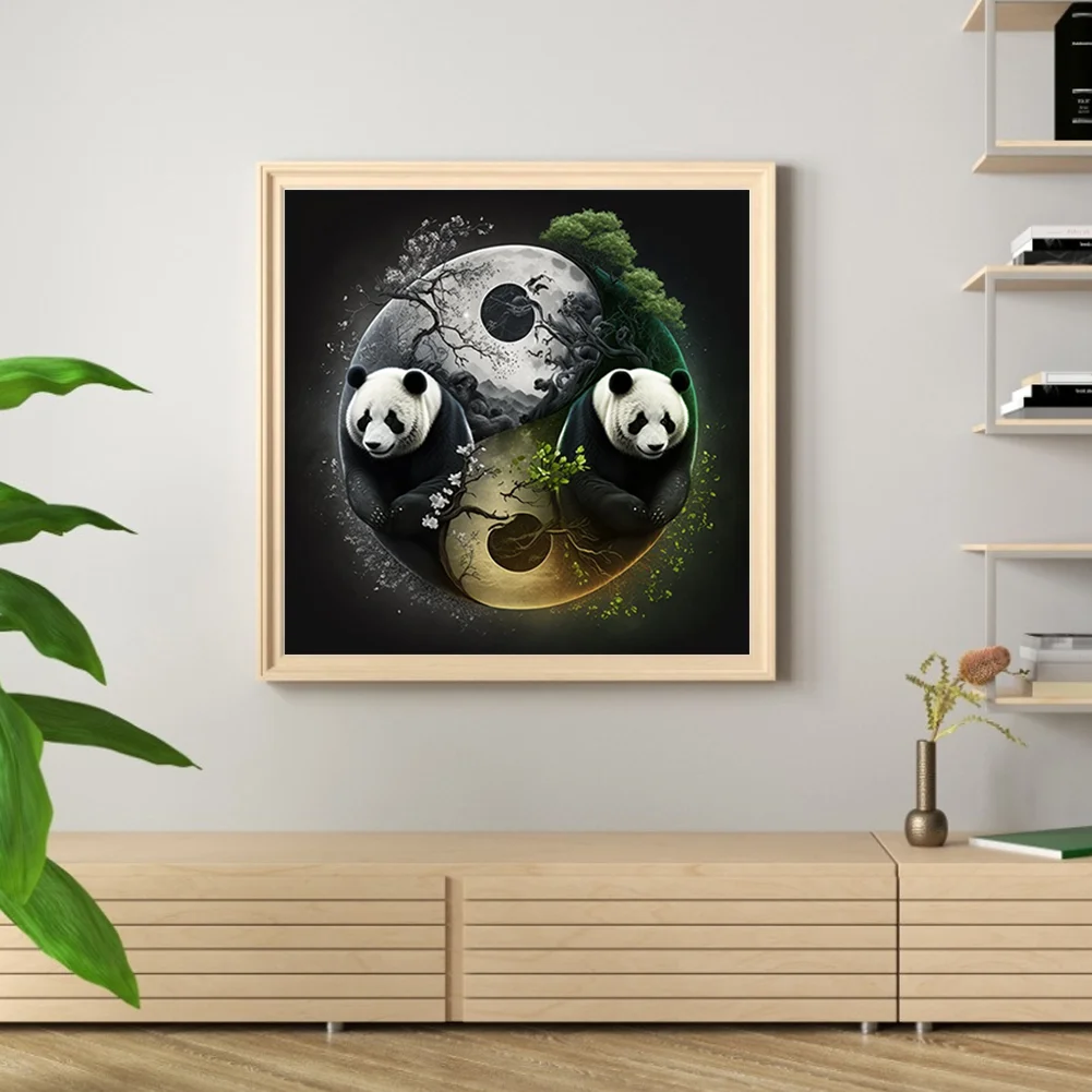 Diamond Painting - Full Round Drill - Yin Yang Panda(30*30cm)
