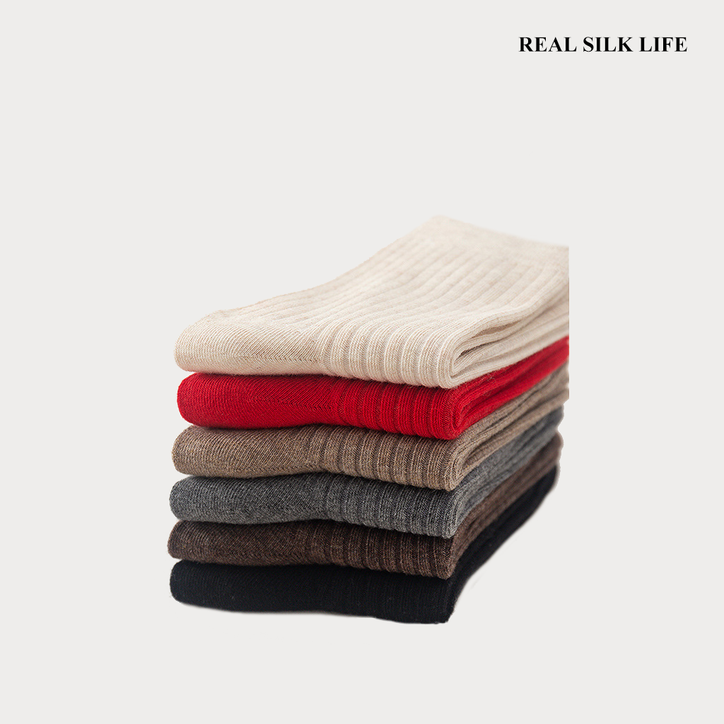 Wool Slouchy Mid-Crew Socks for Kids 6-Pack REAL SILK LIFE