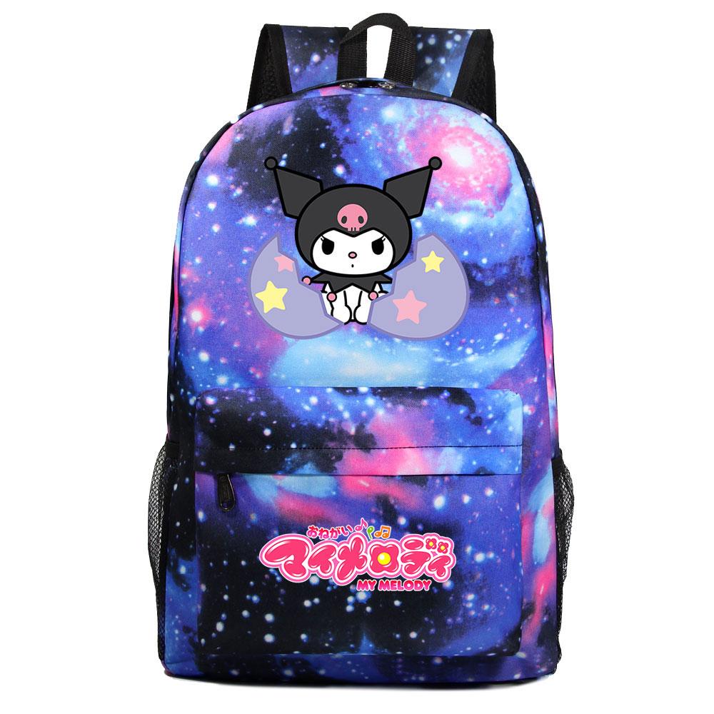 Mayoulove Kuromi Backpack Lightweight Design with Multiple Pockets for School and Outdoor Use-Mayoulove